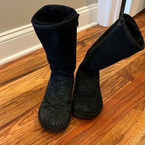 Tall black ugg boots size 6 womens with a full zipper